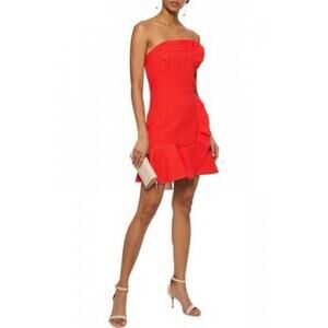 Sandro Coral Petal Textured Strapless Ruffle Dress